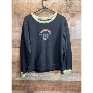 Box Lunch Womens Black Sponge Bob Embroidered Pullover Crewneck Sweater Size XL